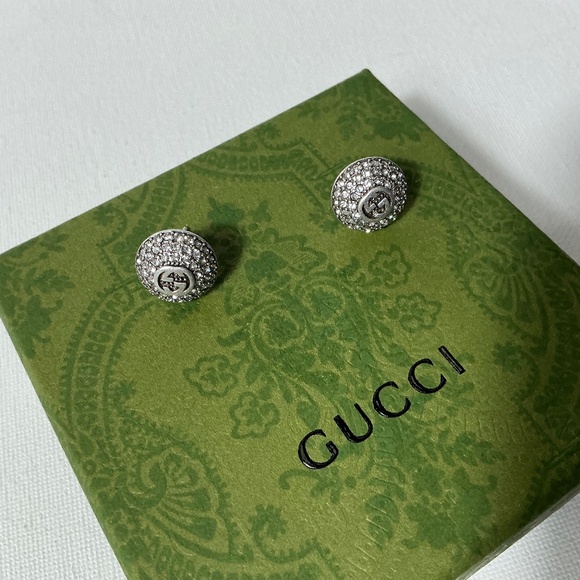 Gucci GG Silver and Crystal Small Earrings - Picture 2 of 3